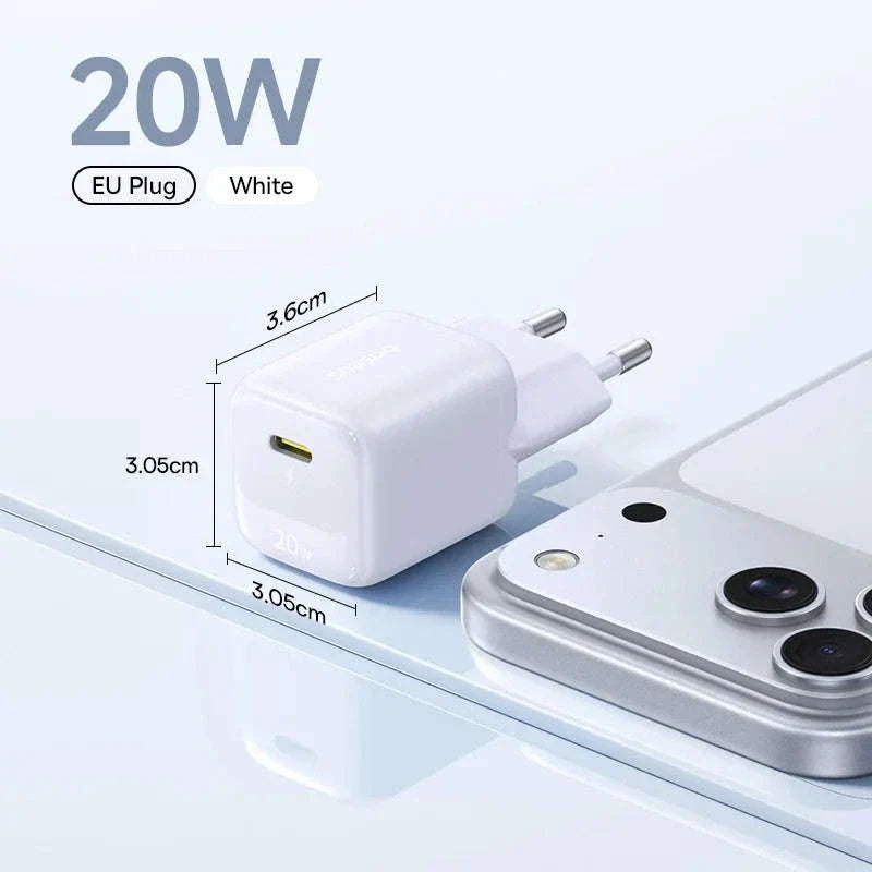 20W USB-C PD Fast Charger Compact Wall Adapter for iPhone-20W Mini White