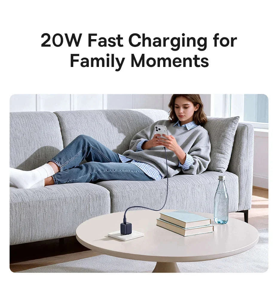 20W USB-C PD Fast Charger Compact Wall Adapter for iPhone