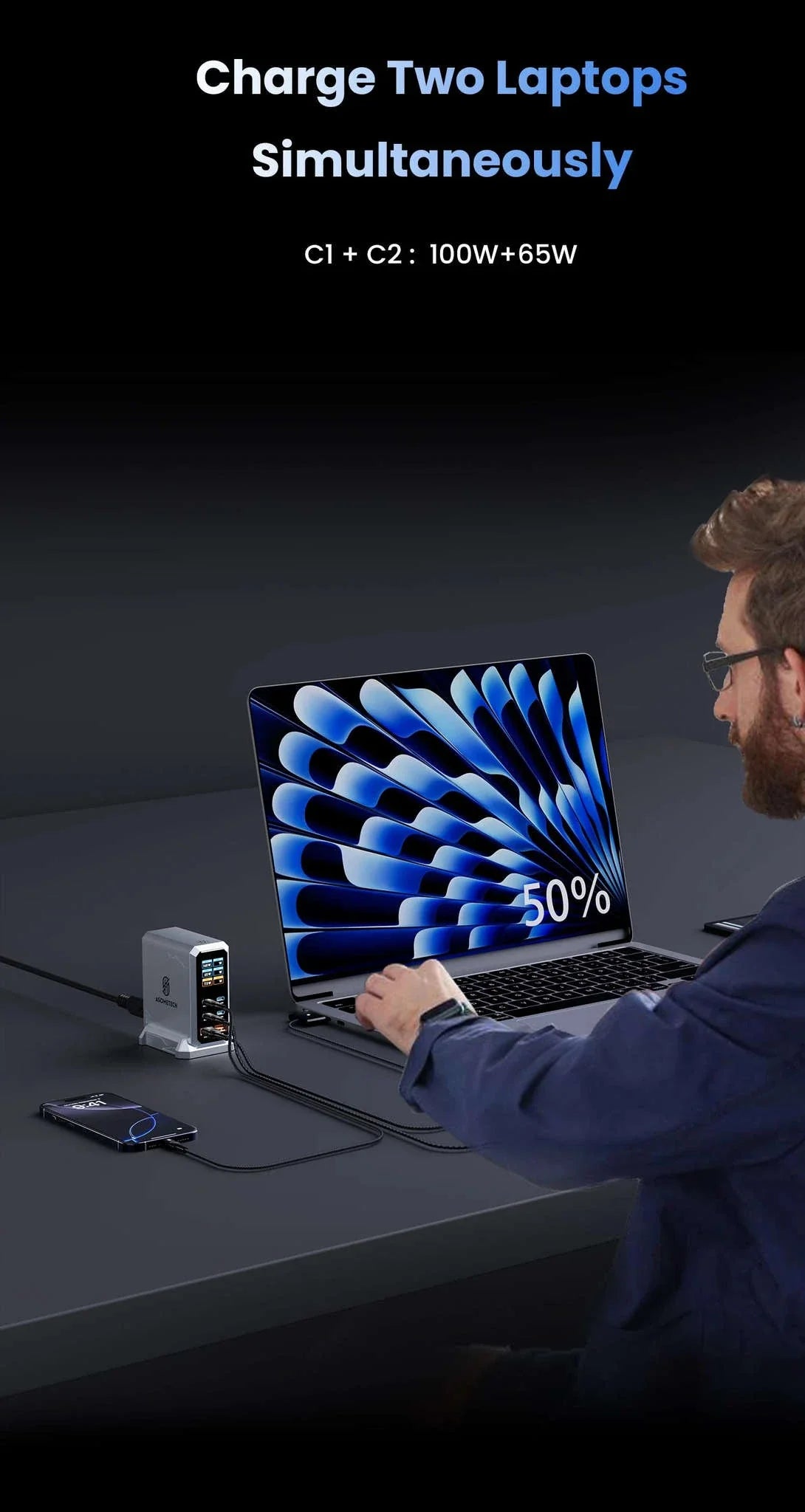 240W GaN Desktop Charger 6-Port USB-C PD3.1 Fast Charging Station