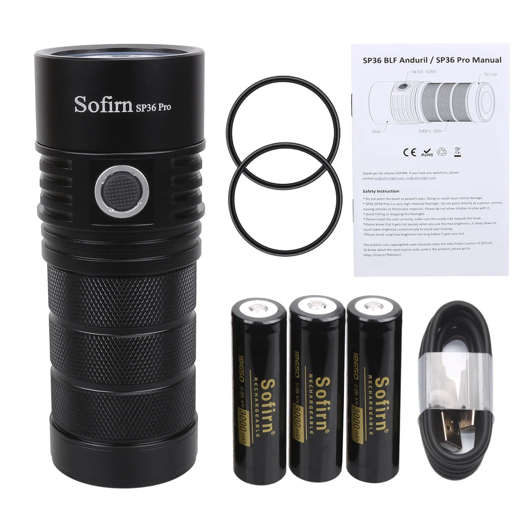 Sofirn SP36 Pro 8000lm USB-C Rechargeable LED Flashlight