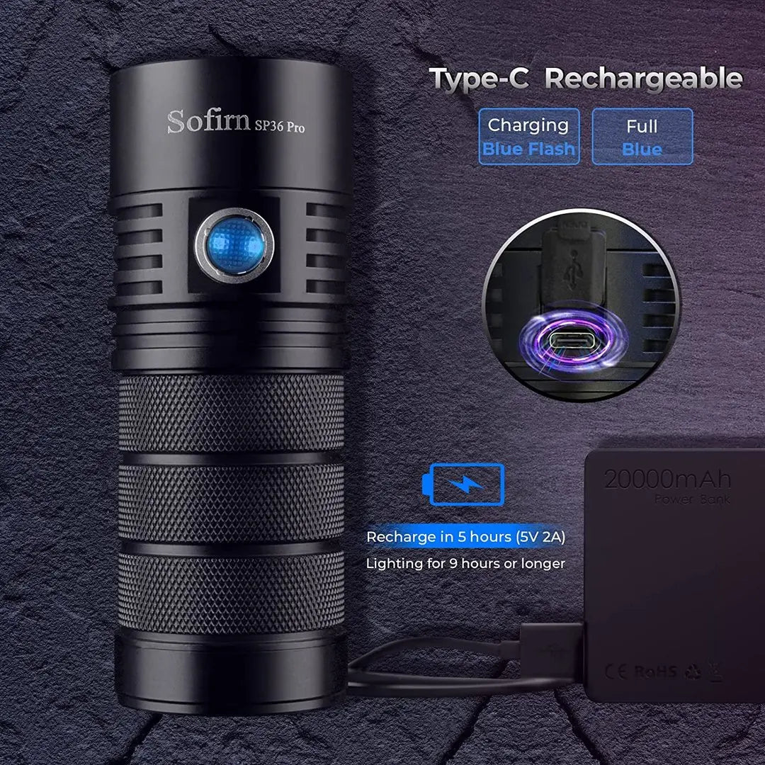 Sofirn SP36 Pro 8000lm USB-C Rechargeable LED Flashlight