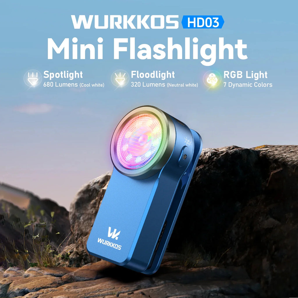 Wurkkos HD03 680LM USB-C Rechargeable Clip Flashlight with Magnet