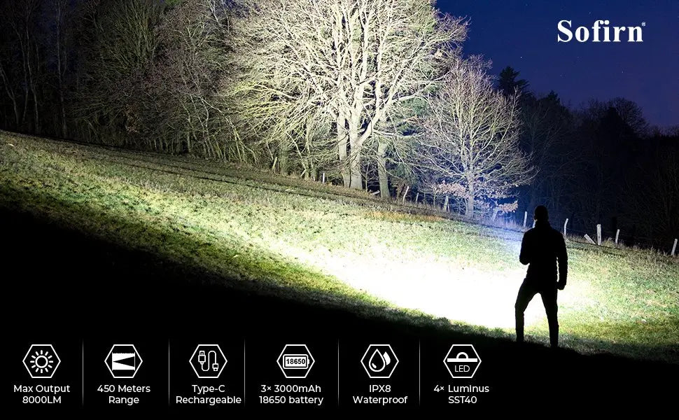 Sofirn SP36 Pro 8000lm USB-C Rechargeable LED Flashlight
