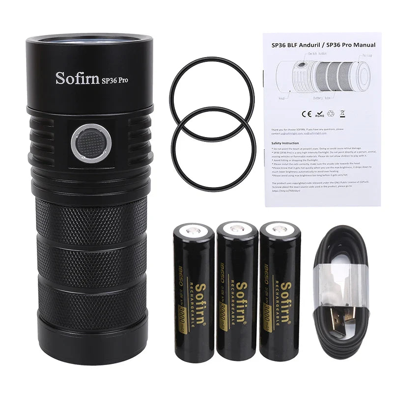 Sofirn SP36 Pro 8000lm USB-C Rechargeable LED Flashlight