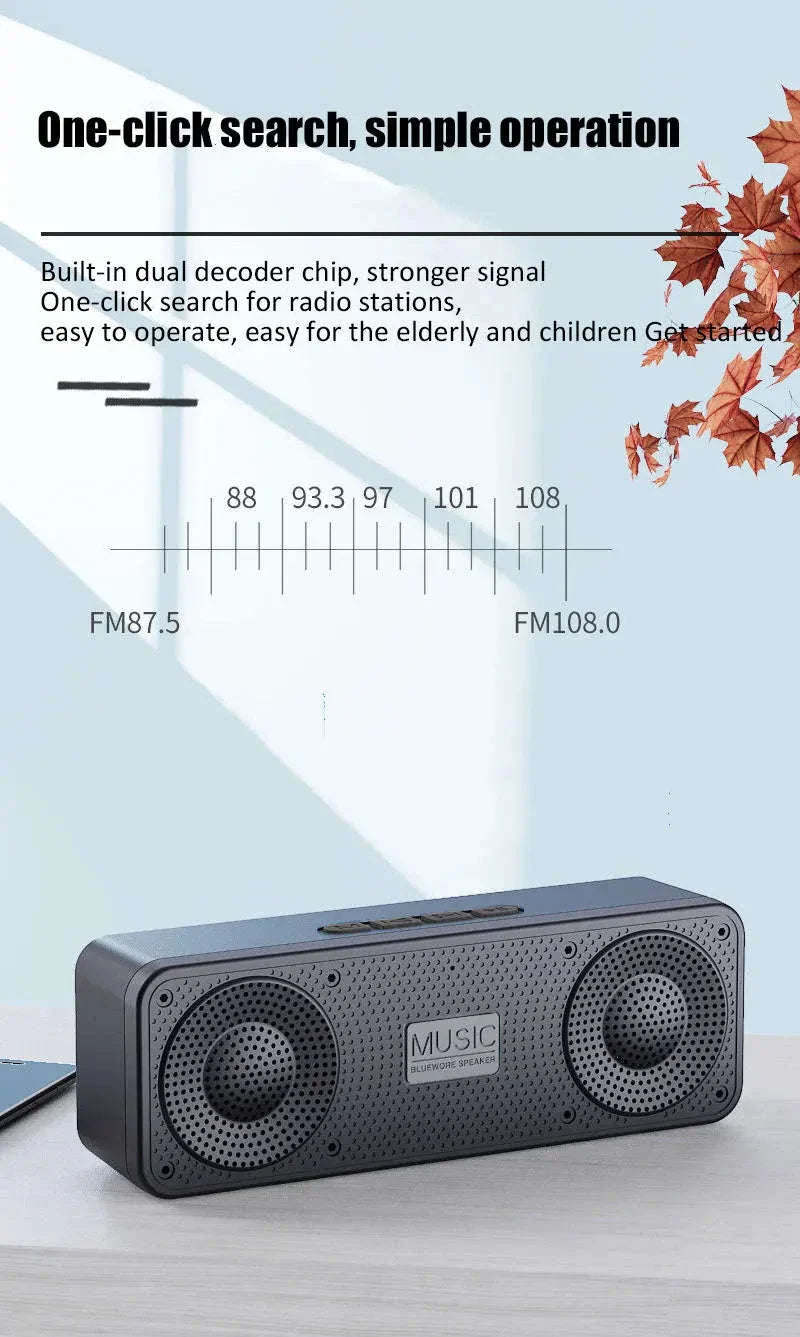 Bluetooth 5.0 Portable Wireless Speaker with FM Radio & USB Playback