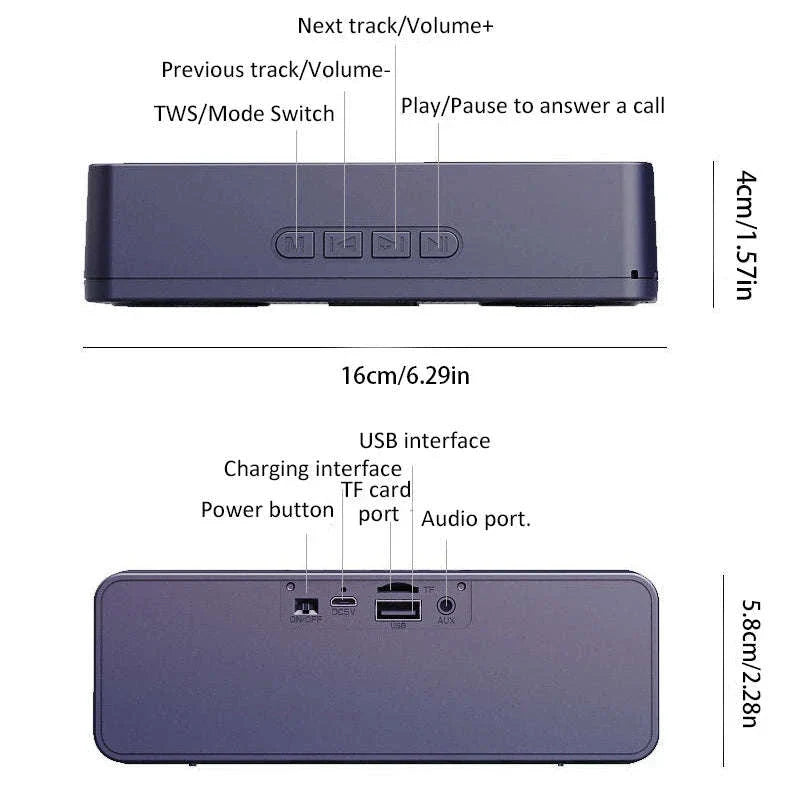 Bluetooth 5.0 Portable Wireless Speaker with FM Radio & USB Playback