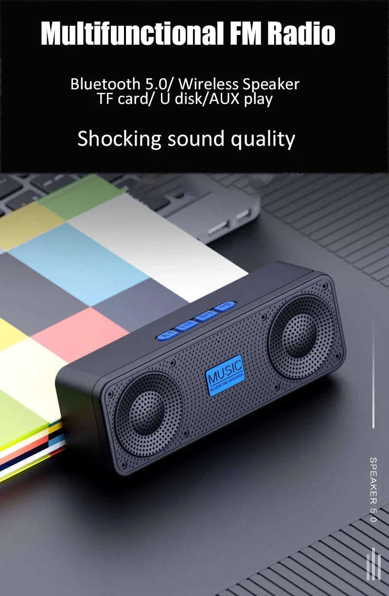 Bluetooth 5.0 Portable Wireless Speaker with FM Radio & USB Playback