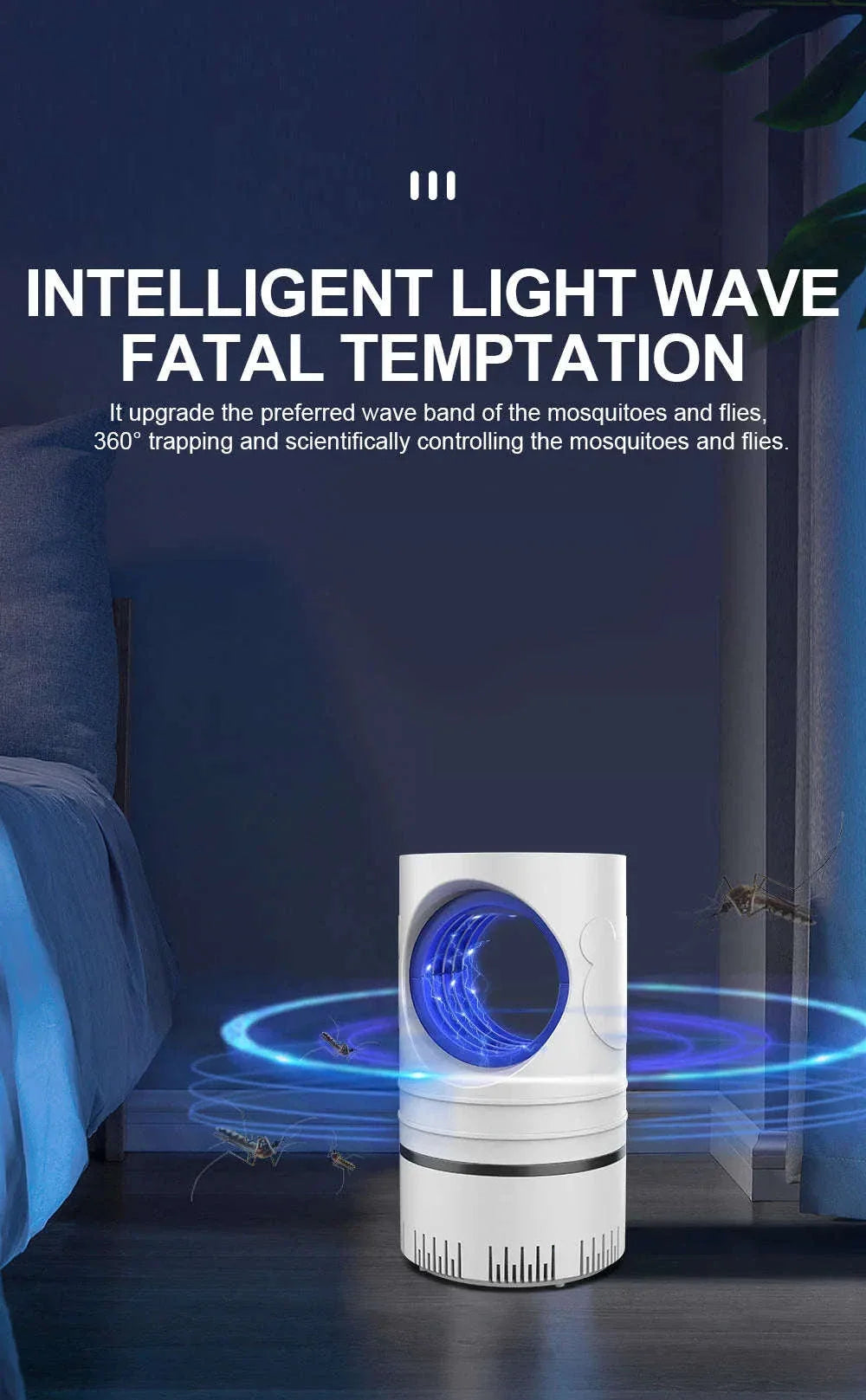 Electric Fly and Mosquito Killer LED Light Trap with USB Power