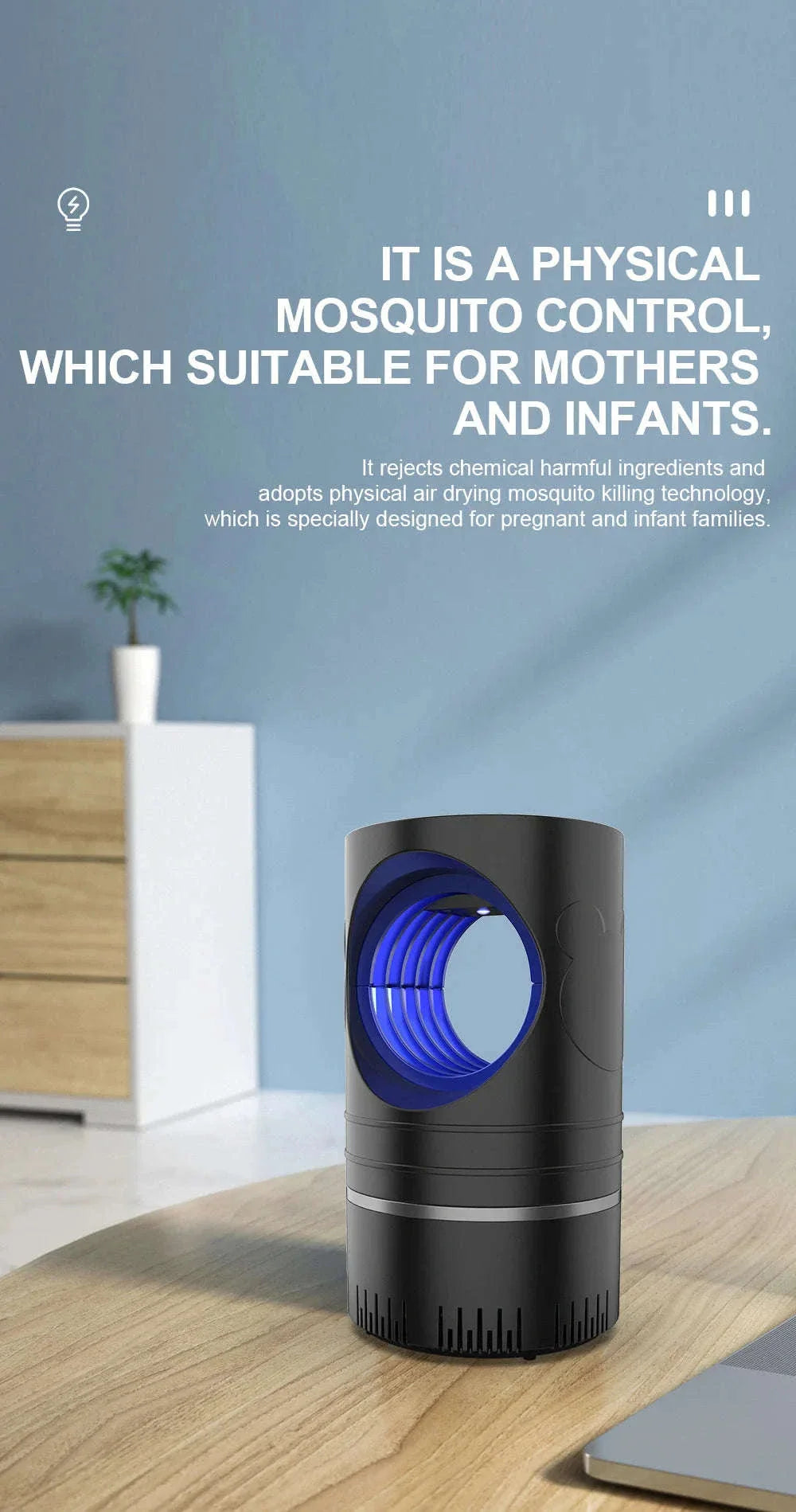 Electric Fly and Mosquito Killer LED Light Trap with USB Power