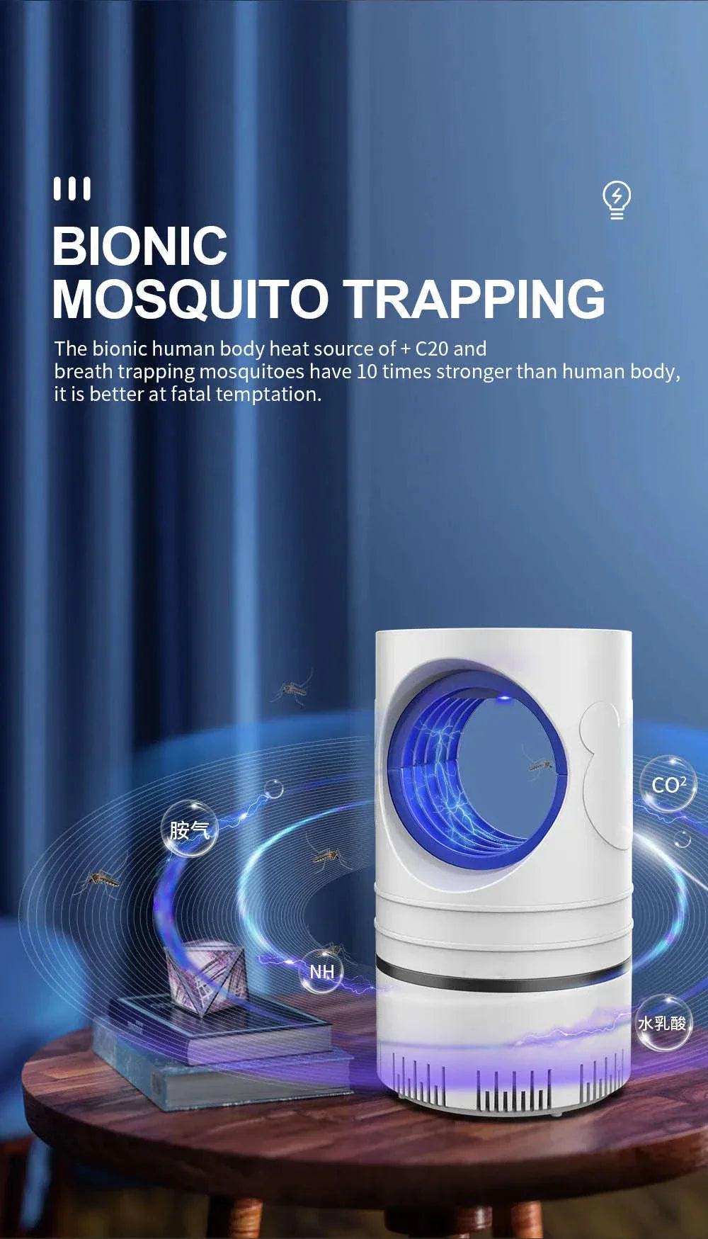 Electric Fly and Mosquito Killer LED Light Trap with USB Power