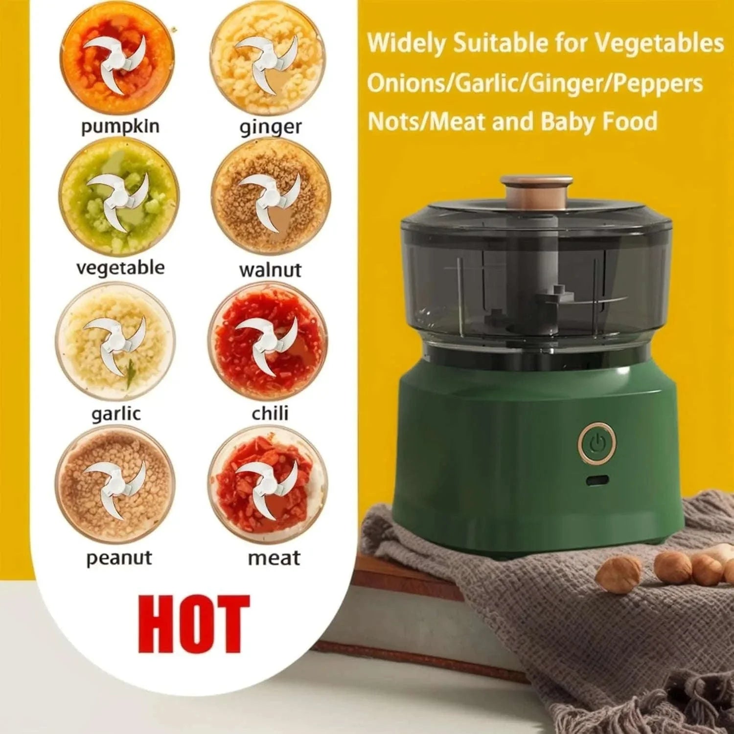 Electric Mini Food Chopper 350ML USB Rechargeable Garlic & Meat Grinder