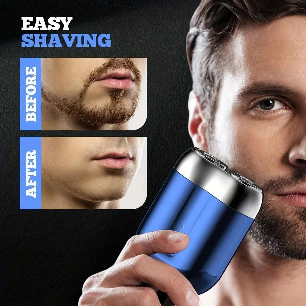 Mini Electric Shaver with Dual Rotary Heads & USB Fast Charging