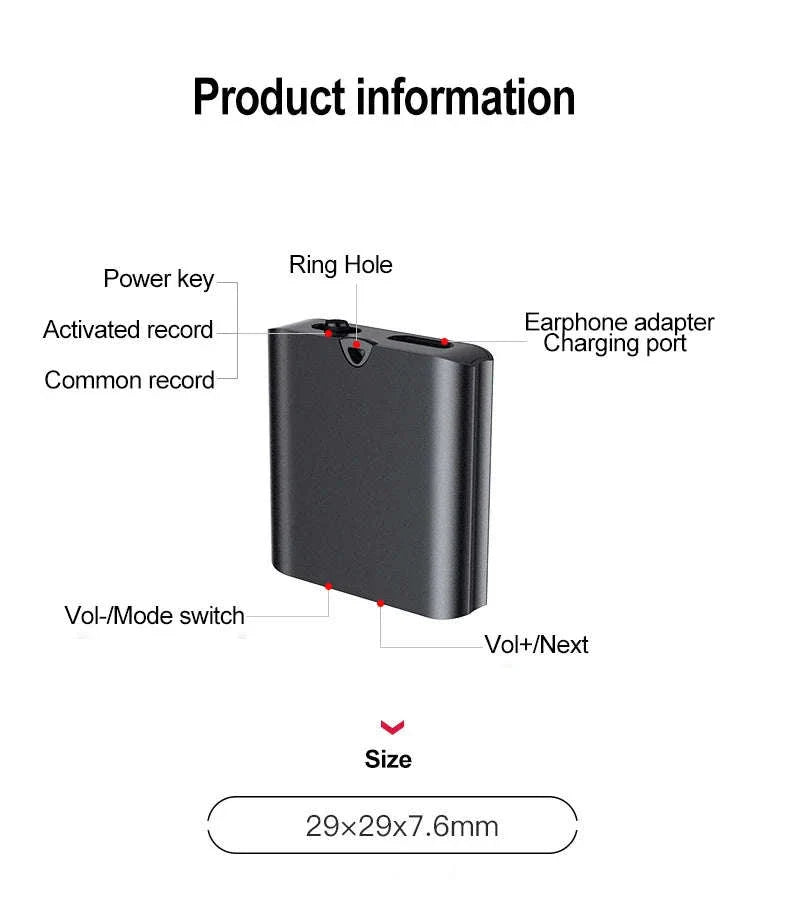 Mini Voice Activated Recorder Q63 USB Audio Recorder 18h Recording