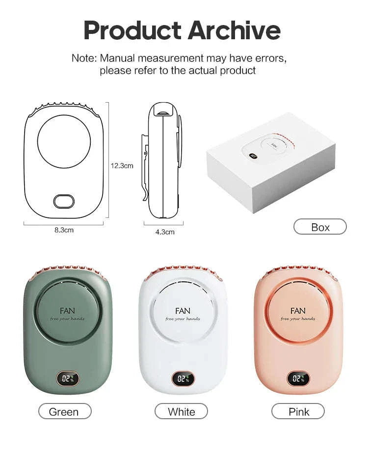 Portable Neck Fan USB Rechargeable 3-Speed Bladeless Cooling Fan
