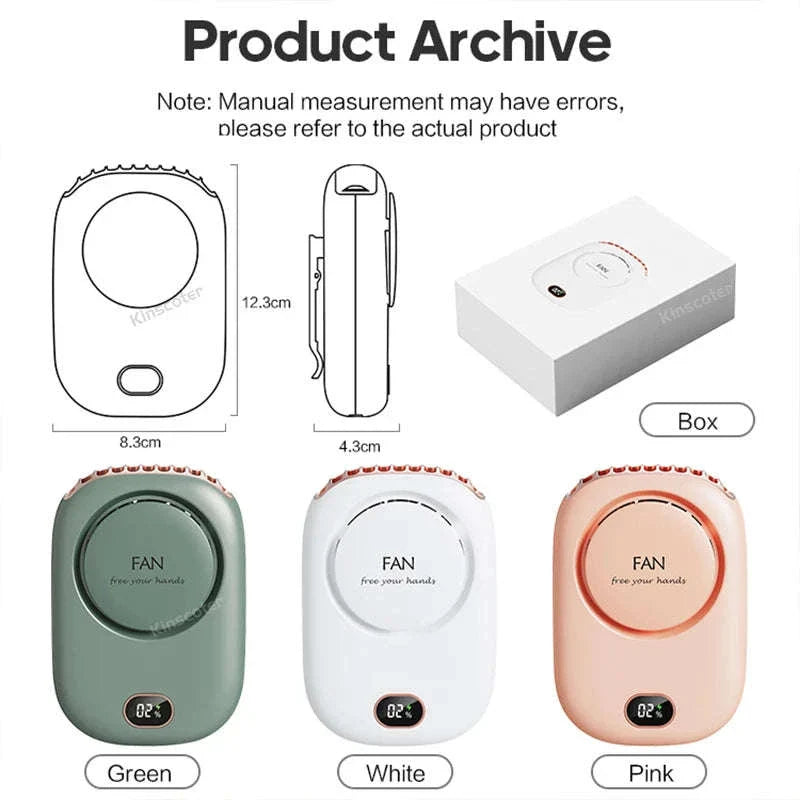 Portable Neck Fan USB Rechargeable 3-Speed Bladeless Cooling Fan