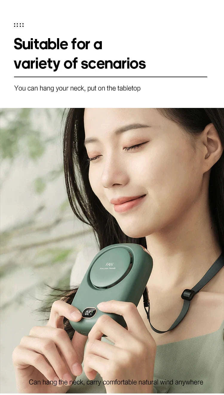 Portable Neck Fan USB Rechargeable 3-Speed Bladeless Cooling Fan