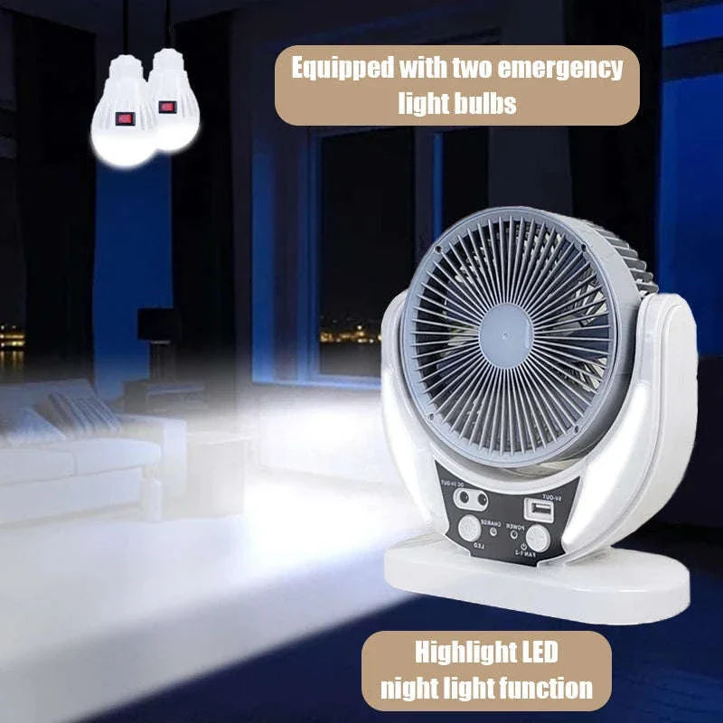 Solar Multifunction Fan with LED Light & USB Phone Charging
