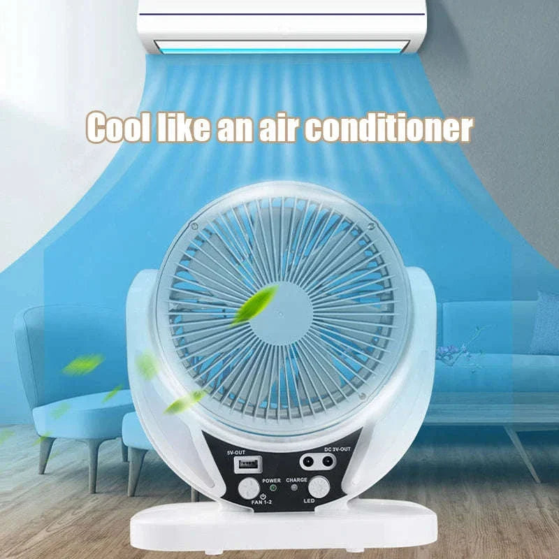 Solar Multifunction Fan with LED Light & USB Phone Charging