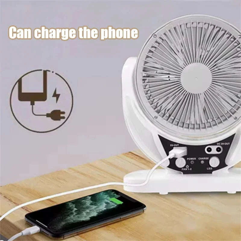 Solar Multifunction Fan with LED Light & USB Phone Charging
