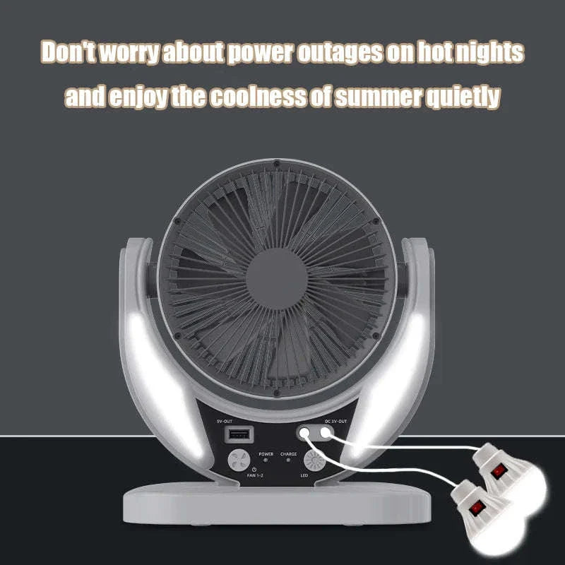 Solar Multifunction Fan with LED Light & USB Phone Charging